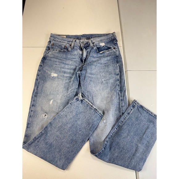 Levi's 514 Premium Jeans W32 L32 Light Wash Distressed Denim Straight Fit - Picture 1 of 12